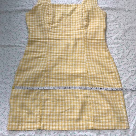 Old Navy Square Neck Linen Blend Mini Dress Yellow Gingham M Petite - Picture 13 of 16